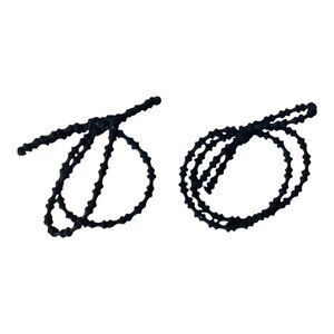 Black Elastic Hair Ties With Textured Design Set‎ Of Two Stretch Ponytail Holder